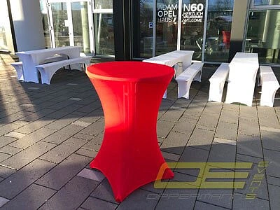 Stehtische mit Hussen & LED-Beleuchtung mieten für Events