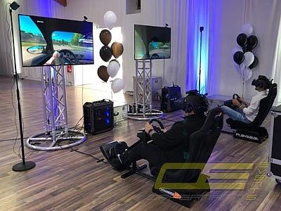 Virtual Reality VR Rennsimulatoren und Fahrsimulatoren für Messe und Events mieten